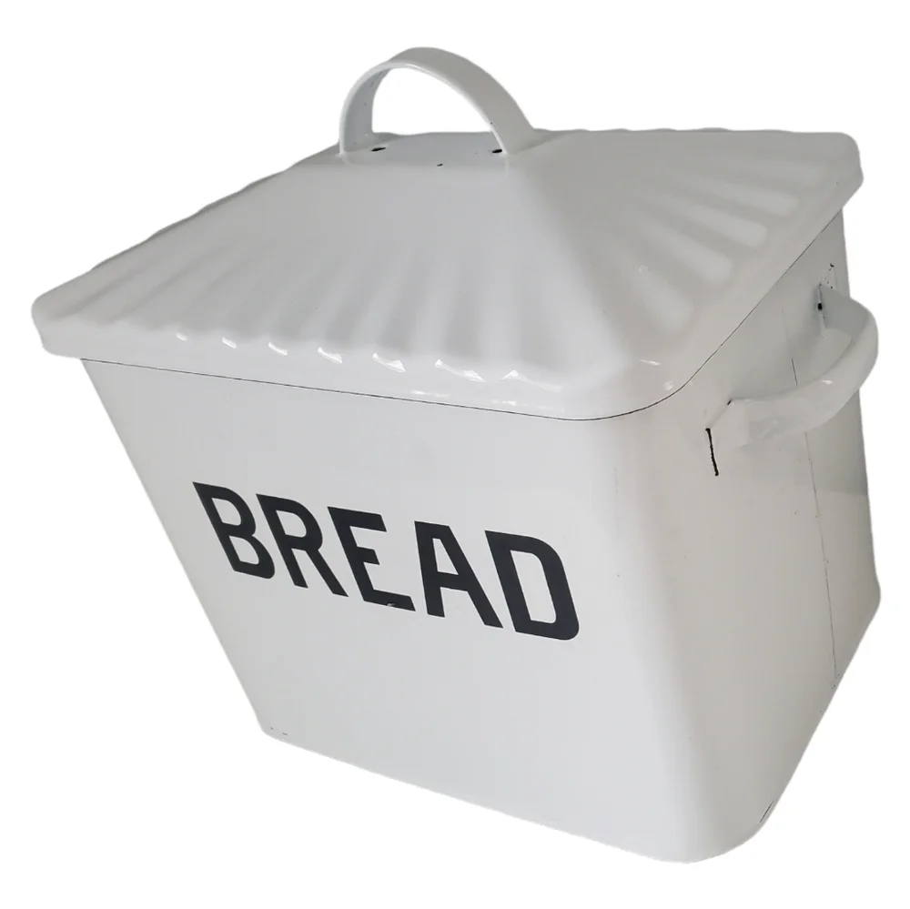 White Metal Large Bread Box Country Chic Farmhouse Style Rustic